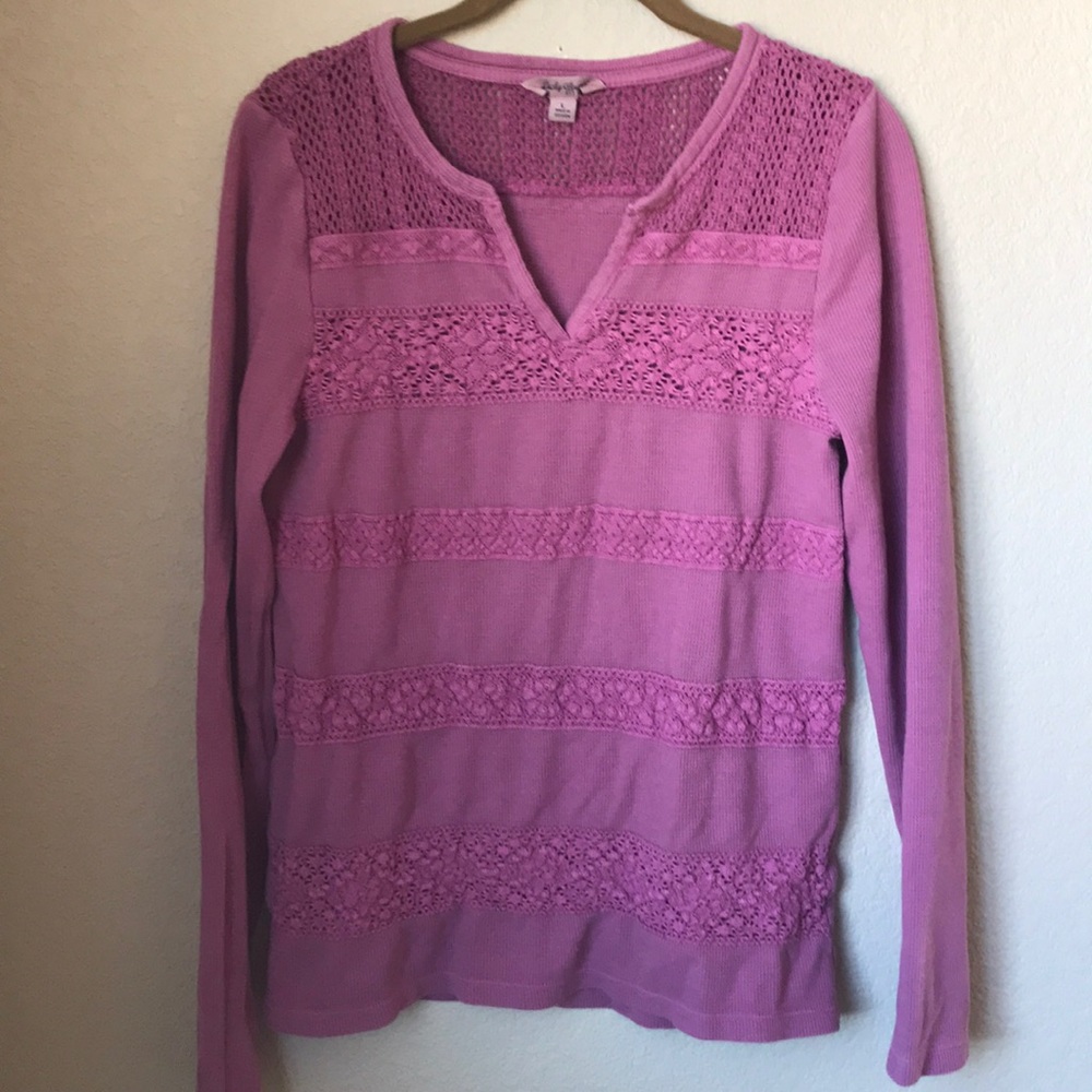Lucky Brand Embroidered Long Thermal Top